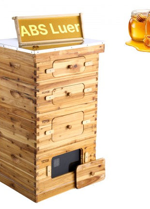 Bee Hive 40 Frame Bee Hives Starter Kit, Beeswax Coated Fir Wood, 2 Deep + 2 Medium Bee Boxes Langstroth Beehive Kit, Transparent Acrylic Windows with Foundations for Beginners Pro Beekeepers