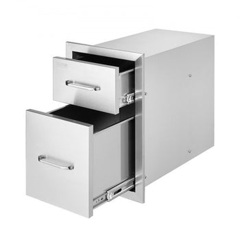Outdoor Kitchen Drawers 13" W x 20.4" H x 20.8" D, Flush Mount Double BBQ Access Drawers with Stainless Steel Handle, BBQ Island Drawers for Outdoor Kitchens or Patio Grill Station