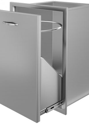 Pull Out Trash Drawer 19.7W x 26.5H Inch Outdoor Kitchen Drawers Stainless Steel with Trash Bag Ring for BBQ Island or Grill Station
