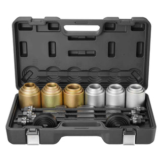 Pull and Press Sleeve Kit, 26 PCS, Steel Bush Removal Insertion Sleeve Tools with Carrying Case, Compatible with LCV and HGV Engines, for Removing and Installing Bushings, Bearings, and Seals