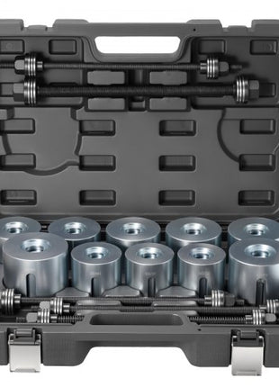Pull and Press Sleeve Kit, 27 PCS, Steel Bush Removal Insertion Sleeve Tools with Carrying Case, Compatible with LCV and HGV Engines, for Removing and Installing Bushings, Bearings, and Seals