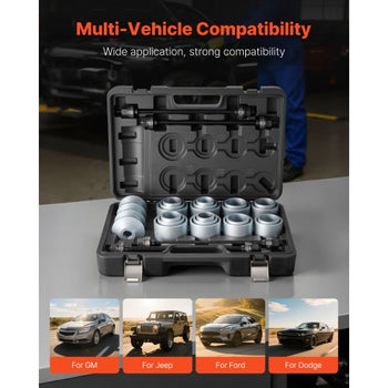 Pull and Press Sleeve Kit, 28 PCS, Steel Bush Removal Insertion Sleeve Tools with Carrying Case, Compatible with LCV and HGV Engines, for Removing and Installing Bushings, Bearings, and Seals