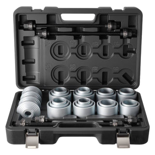 Pull and Press Sleeve Kit, 28 PCS, Steel Bush Removal Insertion Sleeve Tools with Carrying Case, Compatible with LCV and HGV Engines, for Removing and Installing Bushings, Bearings, and Seals