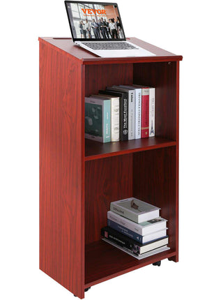 Dark cherry wood bookshelf with two open shelves, perfect for books or decor; stylish and functional for any room.