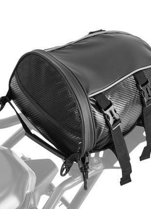 Motorcycle Tail Bag, 10 L Motorcycle Rear Seat Bag with Waterproof Rain Cover, Outdoor Sports Motorbike Luggage Storage Trunk Rack Backpack Handbag with Shoulder Strap and Inner Pocket, Black