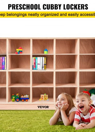 Cubby Mobile Tray Storage Cabinet, 20-Compartment Cubby Storage Shelf, Cubby Storage Cabinet 4 x 5, Classroom Cubbies, Classroom Furniture for Home, Daycare and Preschool, Natural