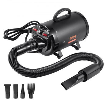 Dog Dryer, 2000W/2.7HP Dog Blow Dryer, Pet Grooming Dryer with Adjustable Speed and Temperature Control, Pet Hair Dryer with 4 Nozzles and Extendable Hose, Black