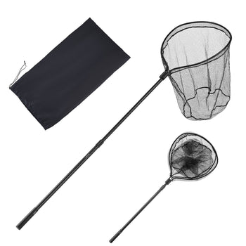 Fishing Net, Landing Nets with Telescopic Handle, Portable Lightweight Stronger 6063 Aluminum Fish Gear, Nylon Covered PVC, Durable and Fish-friendly, 26 inch Net Opening for Saltwater Bait Fish