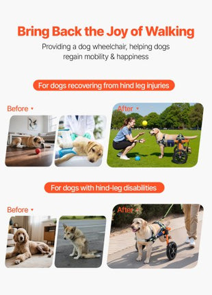 Dog Wheelchair for Back Legs, Lightweight 2 Wheels Pet Wheelchair, Height, Width & Length Adjustable, Dog Cart with Shock-Absorbing Wheels, for Injured, Disabled Dogs 35-48 lbs, Medium
