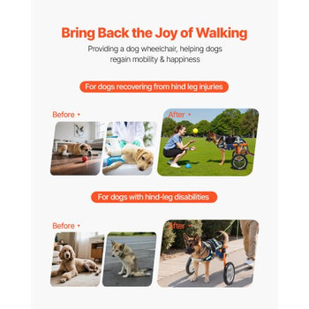 Dog Wheelchair for Back Legs, Lightweight 2 Wheels Pet Wheelchair, Height, Width & Length Adjustable, Dog Cart with Shock-Absorbing Wheels, for Injured, Disabled Dogs 48-88 lbs, Large
