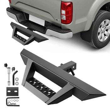 Hitch Step for 2 Inch Receiver, Universal Rear Bumper Guard Protector with 300 LBS Load Capacity, Non-Slip Tow Hitch Step with Pin Lock and Stabilizer, Fit for Truck, SUV, Pickup, Trailer