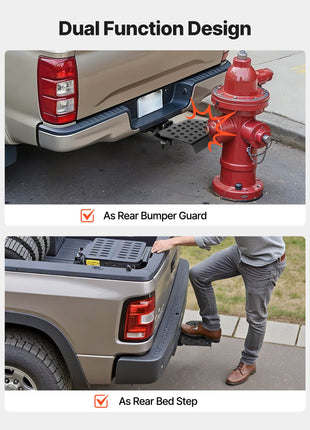 Hitch Step for 2 Inch Receiver, Universal Rear Bumper Guard Protector with 350 LBS Load Capacity, Wide & Non-Slip Tow Hitch Step with Pin Kit and Stabilizer, Fit for Truck, SUV, Pickup, Trailer