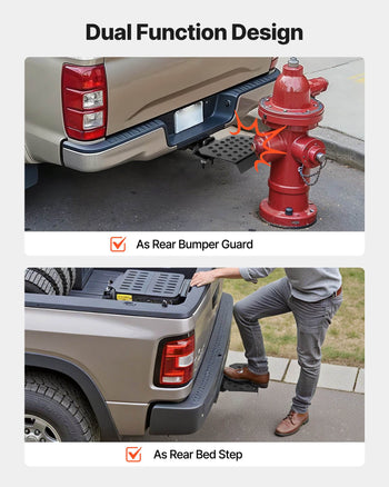 Hitch Step for 2 Inch Receiver, Universal Rear Bumper Guard Protector with 350 LBS Load Capacity, Wide & Non-Slip Tow Hitch Step with Pin Kit and Stabilizer, Fit for Truck, SUV, Pickup, Trailer