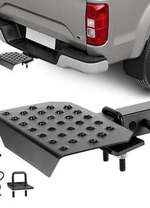 Hitch Step for 2 Inch Receiver, Universal Rear Bumper Guard Protector with 350 LBS Load Capacity, Wide & Non-Slip Tow Hitch Step with Pin Kit and Stabilizer, Fit for Truck, SUV, Pickup, Trailer