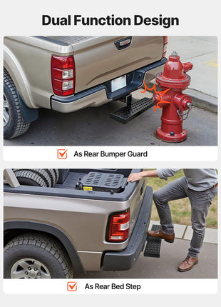Hitch Step for 2 Inch Receiver, Universal Rear Bumper Guard Protector with 350 LBS Load Capacity, Wide & Non-Slip Tow Hitch Step with Pin Kit and Stabilizer, Fit for Pickup, Trailer, Truck, SUV