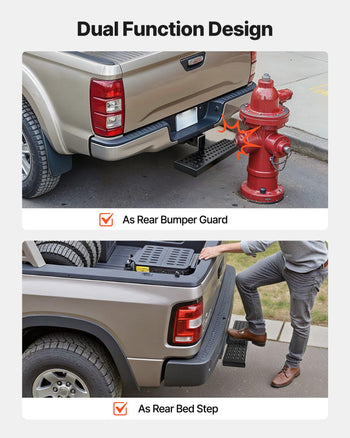 Hitch Step for 2 Inch Receiver, Universal Rear Bumper Guard Protector with 350 LBS Load Capacity, Wide & Non-Slip Tow Hitch Step with Pin Kit and Stabilizer, Fit for Pickup, Trailer, Truck, SUV