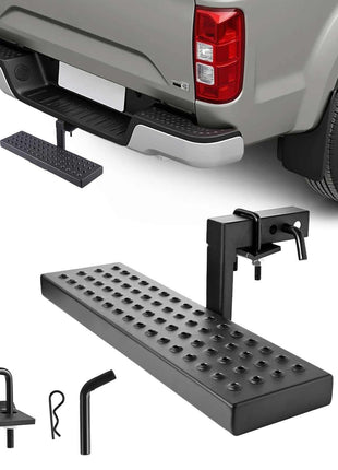 Hitch Step for 2 Inch Receiver, Universal Rear Bumper Guard Protector with 350 LBS Load Capacity, Wide & Non-Slip Tow Hitch Step with Pin Kit and Stabilizer, Fit for Pickup, Trailer, Truck, SUV