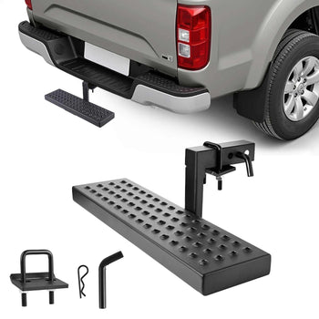 Hitch Step for 2 Inch Receiver, Universal Rear Bumper Guard Protector with 350 LBS Load Capacity, Wide & Non-Slip Tow Hitch Step with Pin Kit and Stabilizer, Fit for Pickup, Trailer, Truck, SUV
