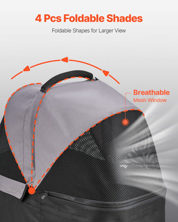 Pet Stroller, 35 lbs Weight Capacity, Foldable Dog Stroller Cart, 4 Wheels Cats Pram with Detachable Carrier & Mesh Windows, Portable Animal Carrier with Brake for Small to Medium Pets
