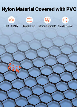 Fishing Net, Foldable Landing Nets with Telescopic Handle, Portable Lightweight Carbon Fiber Long Fish Gear, Nylon Covered PVC, Durable and Fish-friendly, for Kayak Boat Bank Pond, Gifts for Men
