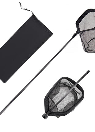 Fishing Net, Foldable Landing Nets with Telescopic Handle, Portable Lightweight Carbon Fiber Long Fish Gear, Nylon Covered PVC, Durable and Fish-friendly, for Kayak Boat Bank Pond, Gifts for Men