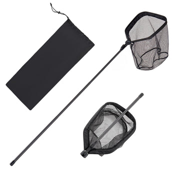Fishing Net, Foldable Landing Nets with Telescopic Handle, Portable Lightweight Carbon Fiber Long Fish Gear, Nylon Covered PVC, Durable and Fish-friendly, for Kayak Boat Bank Pond, Gifts for Men