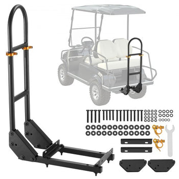 Golf Cart Grab Bar, 17.7 x 9.3 x 35.6 Inch, Compatible with Most Golf Carts with Metal Footplates, No Modification Needed, 27.5 to 33.5 Inch Height Adjustable Carbon Steel Rear Seat Grab Bar