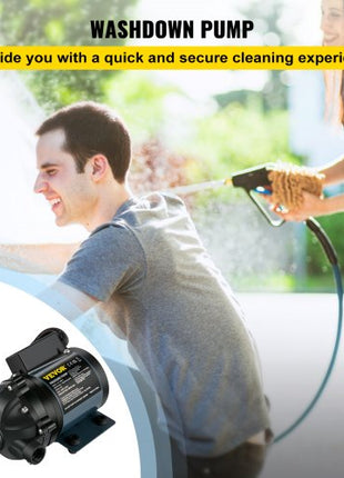 Washdown Pump, 12V DC, 7 GPM 60 PSI, Max. 10 FT Lift Self Priming Water Pump, with EPDM Valve, Universal Salt Water Strainer & Female/Male Thread, for RV, Marine Deck, Yacht