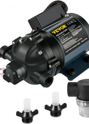 Washdown Pump, 12V DC, 7 GPM 60 PSI, Max. 10 FT Lift Self Priming Water Pump, with EPDM Valve, Universal Salt Water Strainer & Female/Male Thread, for RV, Marine Deck, Yacht