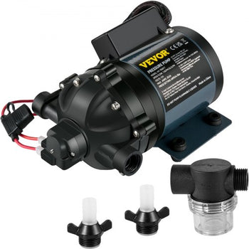 Washdown Pump, 12V DC, 7 GPM 60 PSI, Max. 10 FT Lift Self Priming Water Pump, with EPDM Valve, Universal Salt Water Strainer & Female/Male Thread, for RV, Marine Deck, Yacht