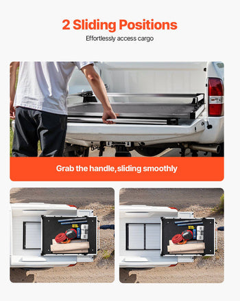 Sliding Truck Bed Organizer, 65 x 48-Inch Heavy Duty Truck Bed Storage Drawer with 1000 lbs Capacity, Features 6 Movable Rings for Securing, 2-Postion Slide out Tray for Pickup Trucks, Black