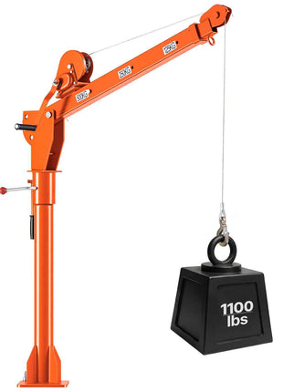 Truck Crane, 1100 lbs Manual Pickup Truck Crane with Hand Winch, 360° Rotating Telescopic Boom, Premium Galvanized Steel, Foldable Pickup Bed Jib for Machine Lumber Attic Heavy Load Lifting