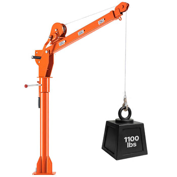 Truck Crane, 1100 lbs Manual Pickup Truck Crane with Hand Winch, 360° Rotating Telescopic Boom, Premium Galvanized Steel, Foldable Pickup Bed Jib for Machine Lumber Attic Heavy Load Lifting