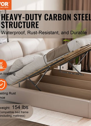 Bed Lift, 59x71 in Compatible Bed Size 154 lbs Load Bearing, DIY Wall Bed Mechanical Hardware Kit Vertical Deluxe, Pneumatic Lever Heavy Duty Bed Support, Folding Wall Bed for Guestroom