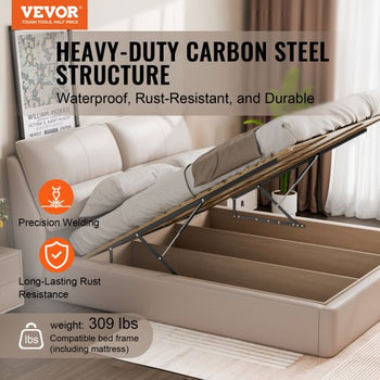 Bed Lift, 59x79 in Compatible Extra-large Size 309 lbs Load Bearing, DIY Wall Bed Mechanical Hardware Kit Vertical Deluxe, Pneumatic Lever Heavy Duty Support, Folding for Guestroom