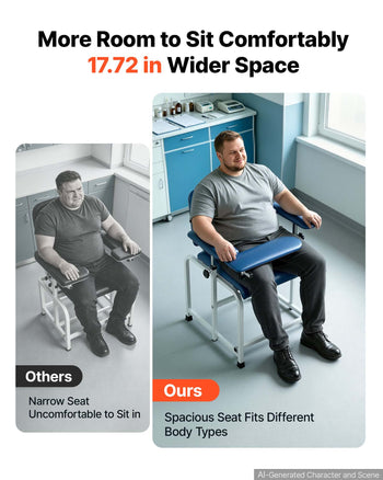 Phlebotomy Chair 500LBS Capacity Blood Draw Medical Chair, Comfortable Blood Drawing Chairs with Adjustable Armrests, Soft Padded Seat, Easy-to-Clean PVC Leather for Hospitals Clinics