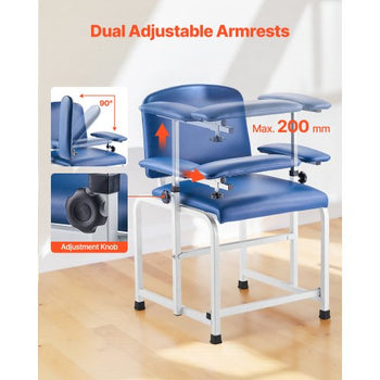 Phlebotomy Chair, Blood Draw Chair with Adjustable Armrests and Flip Arm, 400LBS Loading Blood Drawing Medical Chair with Soft Padded Seat, Easy-to-Clean PVC Leather for Hospitals, Labs, Clinics