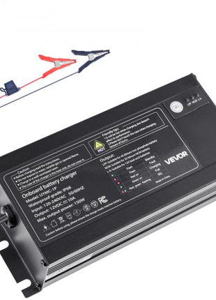 Marine Battery Charger, 1-Bank, 10A 12V Onboard Boat Charger, IP68 Waterproof Smart On-Board Battery Charger, for Lithium-Ion (LiFePO4), NCM, Lead-Acid Batteries, Large Boat, Yacht, RV, Trailer