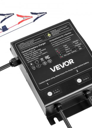 Marine Battery Charger, 2-Bank, 10A 12V Onboard Boat Charger, IP68 Waterproof Smart On-Board Battery Charger, for Lithium-Ion (LiFePO4), NCM, Lead-Acid Batteries, Large Boat, Yacht, RV, Trailer