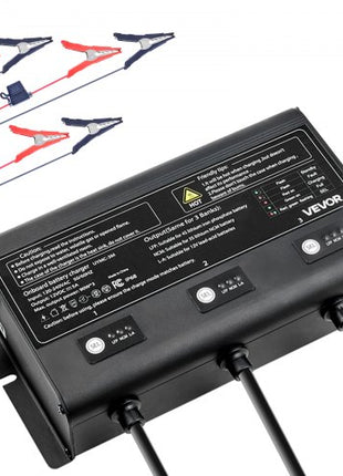 Marine Battery Charger, 3-Bank, 5A 12V Onboard Boat Charger, IP68 Waterproof Smart On-Board Battery Charger, for Lithium-Ion (LiFePO4), NCM, Lead-Acid Batteries, Large Boat, Yacht, RV, Trailer