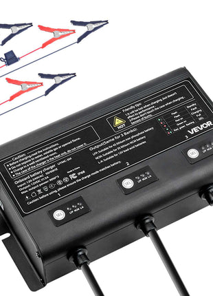 Marine Battery Charger, 3-Bank, 5A 12V Onboard Boat Charger, IP68 Waterproof Smart On-Board Battery Charger, for Lithium-Ion (LiFePO4), NCM, Lead-Acid Batteries, Large Boat, Yacht, RV, Trailer