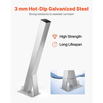 Boat Trailer Winch Stand, 3 x 3 x 34-inch Winch Posts, Boat Winch Mount with U-Bolts for 3 Inches W x 3-4 Inches H Trailer Tongue, Galvanized, Fit for Jet Ski, Sailboat, Fishing Boat, Speedboat