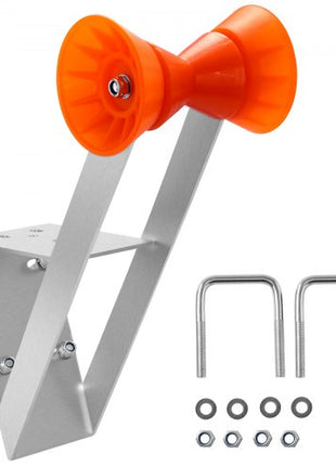 Boat Trailer Winch Stand, 2 to 3-inch Winch Posts, Boat Trailer Winch Seat with TPU Orange Roller & U-Bolts, Suitable for Jet Ski, Sailboat, Fishing Boat, Speedboat (Galvanized), Silver