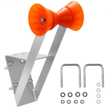 Boat Trailer Winch Stand, 2 to 3-inch Winch Posts, Boat Trailer Winch Seat with TPU Orange Roller & U-Bolts, Suitable for Jet Ski, Sailboat, Fishing Boat, Speedboat (Galvanized), Silver