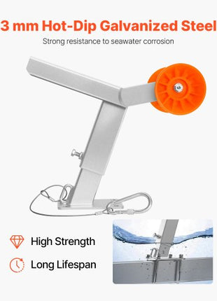 Boat Trailer Winch Stand with Roller, Adjustable Height 14.3-21.6 Inches, Boat Winch Mount with U-Bolts for 2-3 Inches W x 3-4 Inches H Trailer Tongue, Fit for Jet Ski, Sailboat, Speedboat