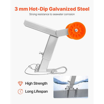 Boat Trailer Winch Stand with Roller, Adjustable Height 14.3-21.6 Inches, Boat Winch Mount with U-Bolts for 2-3 Inches W x 3-4 Inches H Trailer Tongue, Fit for Jet Ski, Sailboat, Speedboat