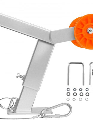 Boat Trailer Winch Stand with Roller, Adjustable Height 14.3-21.6 Inches, Boat Winch Mount with U-Bolts for 2-3 Inches W x 3-4 Inches H Trailer Tongue, Fit for Jet Ski, Sailboat, Speedboat