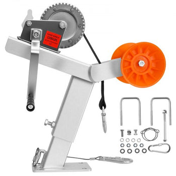 Boat Trailer Winch Stand with Roller, 1200 lbs Winch & 2 in x 25 ft Winch Strap, Boat Winch Mount with U-Bolt for 2-3 Inches W x 3-4 Inches H Trailer Tongue, Fit for Jet Ski, Sailboat, Speedboat