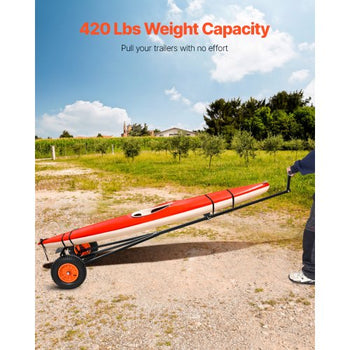 Boat Trailer Dolly, 420lbs Load Capacity, Carbon Steel Trailer Mover with Adjustable Length, 15.7 in Pneumatic Tires and Nonslip Support Bracket, for Moving Kayak Motorboat Fishing Boat