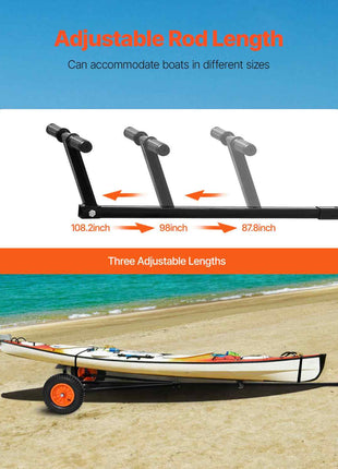 Boat Trailer Dolly, 420lbs Load Capacity, Carbon Steel Trailer Mover with Adjustable Length, 15.7 in Pneumatic Tires and Nonslip Support Bracket, for Moving Kayak Motorboat Fishing Boat
